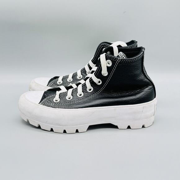 Converse Shoes Womens 5.5 Black Leather Chuck Taylor All Star High Top Sneakers - Picture 5 of 12
